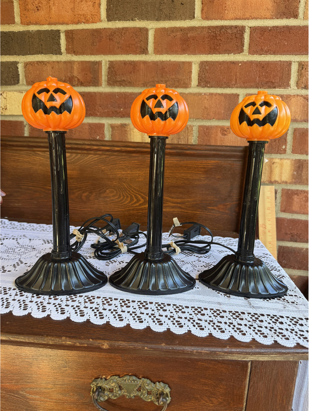 Set of 3 Vintage Halloween Pumpkin Jac-o-lanter Blowmolds